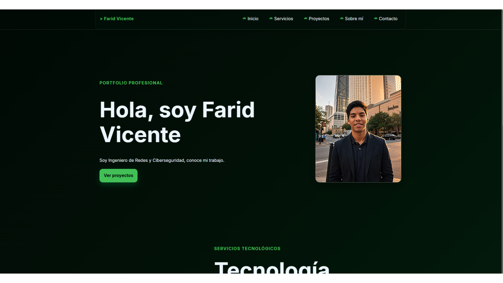 Vista del proyecto Portfolio Web